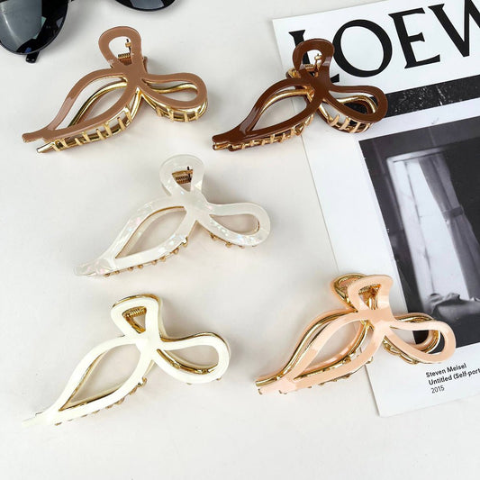 Oversized Neutral Bow Clips - vibeboxshop