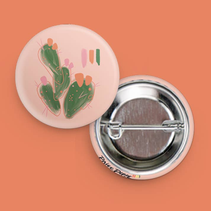 "Peachy Prickly" Watercolor Button - vibeboxshop