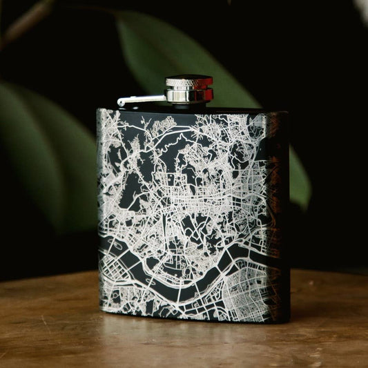 Phoenix AZ Map Hip Flask in Matte Black - vibeboxshop