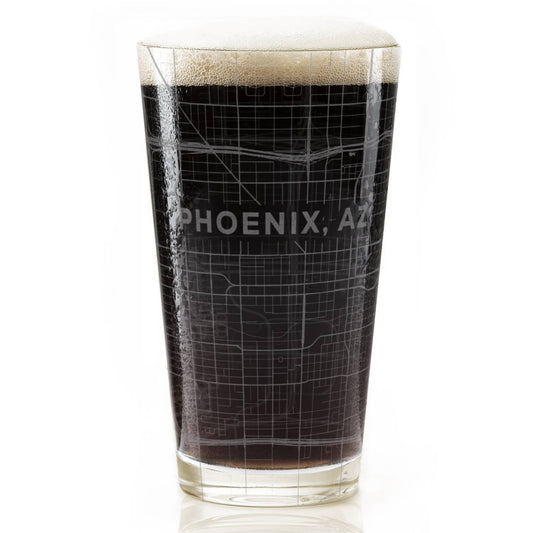 Phoenix, AZ Street Map Pint Glass - vibeboxshop