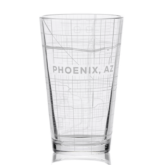 Phoenix, AZ Street Map Pint Glass - vibeboxshop