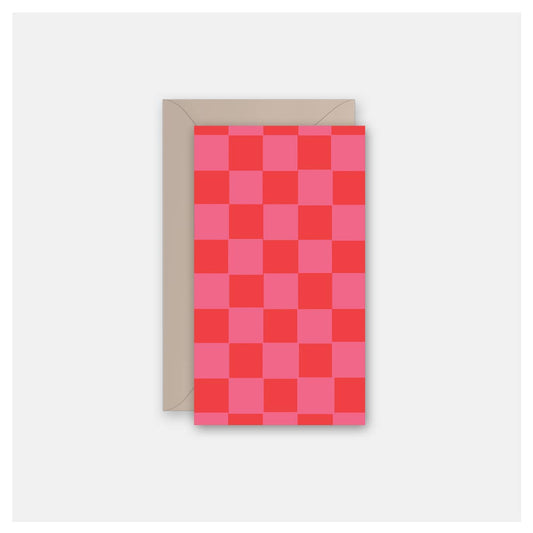 Pink + Red Checkered - Gift Card Greeting Card - vibeboxshop