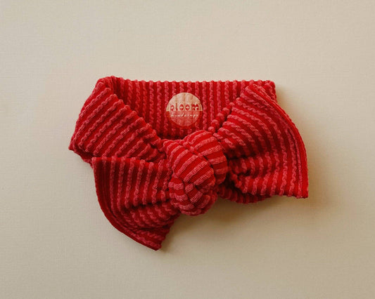 Red Wavy Tie On Headwrap - vibeboxshop