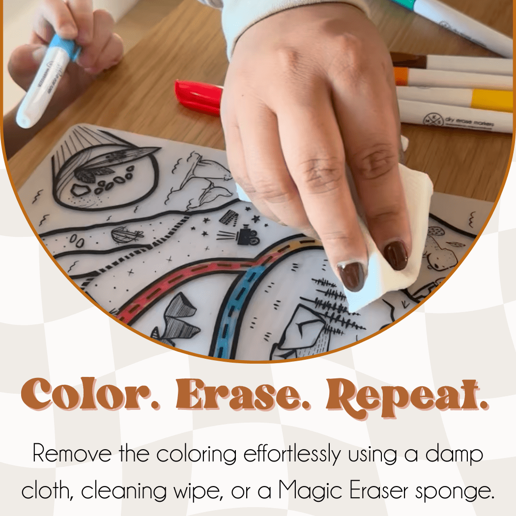 Silicone Reusable Coloring Mat - Dinos Party - vibeboxshop