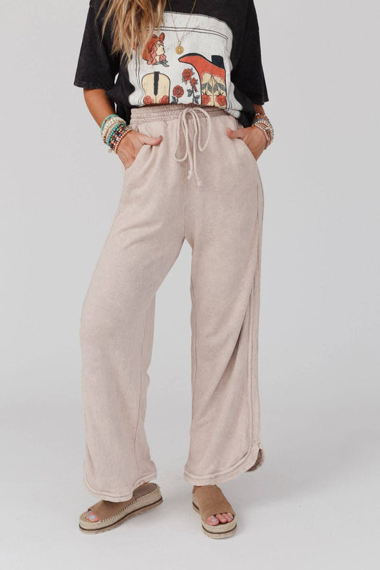 So Comfy Wide Leg Pants - New Taupe - vibeboxshop