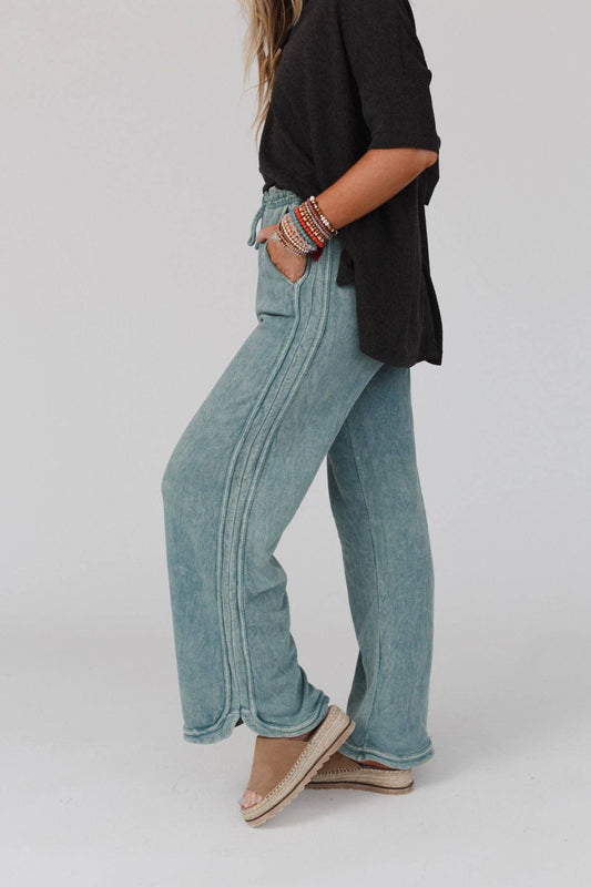 So Comfy Wide Leg Pants - New Teal - vibeboxshop