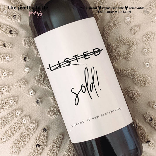 Sold! Wine Label - Realtor/Housewarming - vibeboxshop