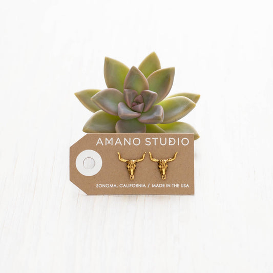 Steer Skull Stud Earrings - vibeboxshop