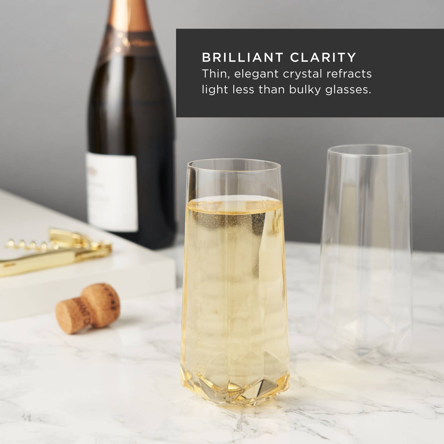 Stemless Crystal Champagne Flutes - Set of 2 - vibeboxshop