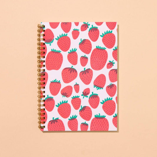 Strawberry Letterpress Spiral Notebook - vibeboxshop