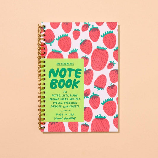 Strawberry Letterpress Spiral Notebook - vibeboxshop