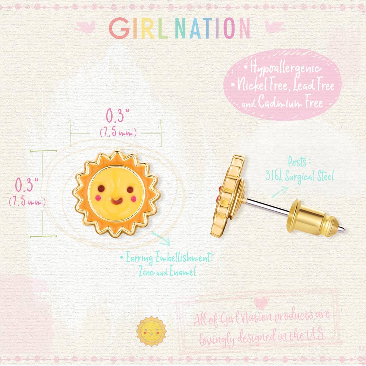 Sunny Day Cutie Stud Earrings - vibeboxshop