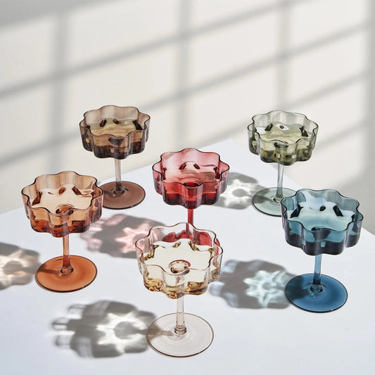 Vintage Wavy Glass Coupes - vibeboxshop