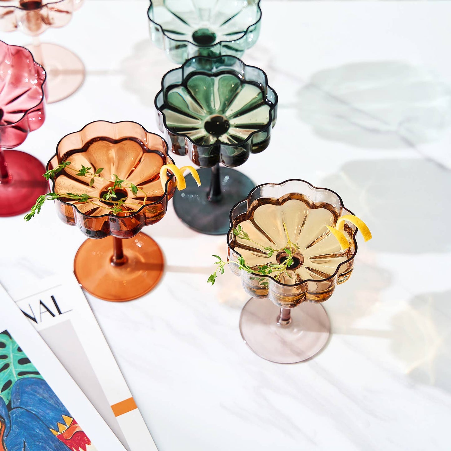 Vintage Wavy Glass Coupes - vibeboxshop