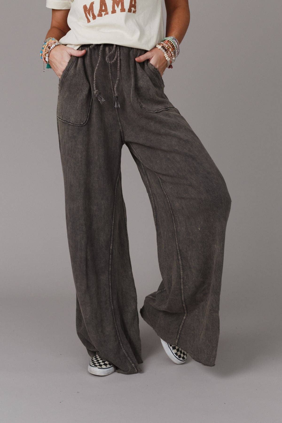 Wide Leg Pant - New Charcoal - vibeboxshop