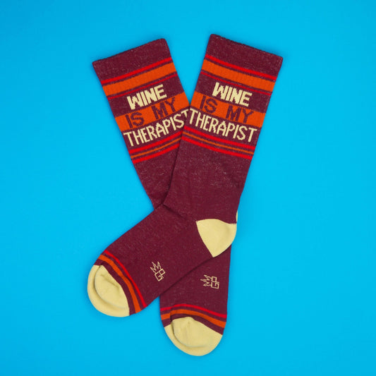 Wine is My Therapist Gym Crew Socks - vibeboxshop