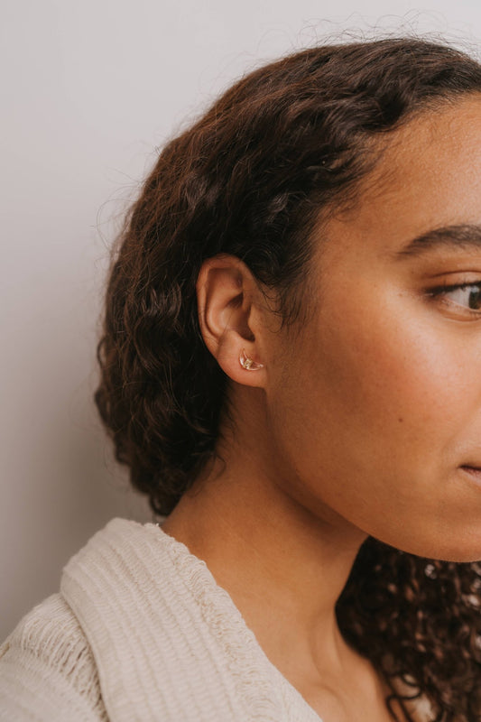 Wire Wrapped Moon - Clear Quartz - Earrings - vibeboxshop