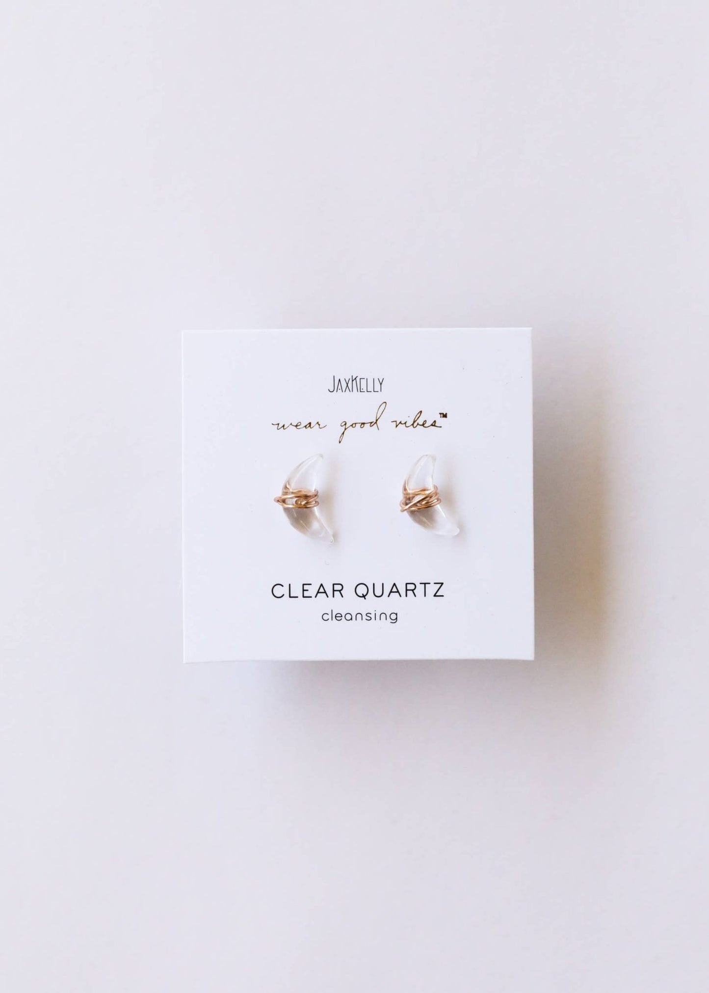 Wire Wrapped Moon - Clear Quartz - Earrings - vibeboxshop