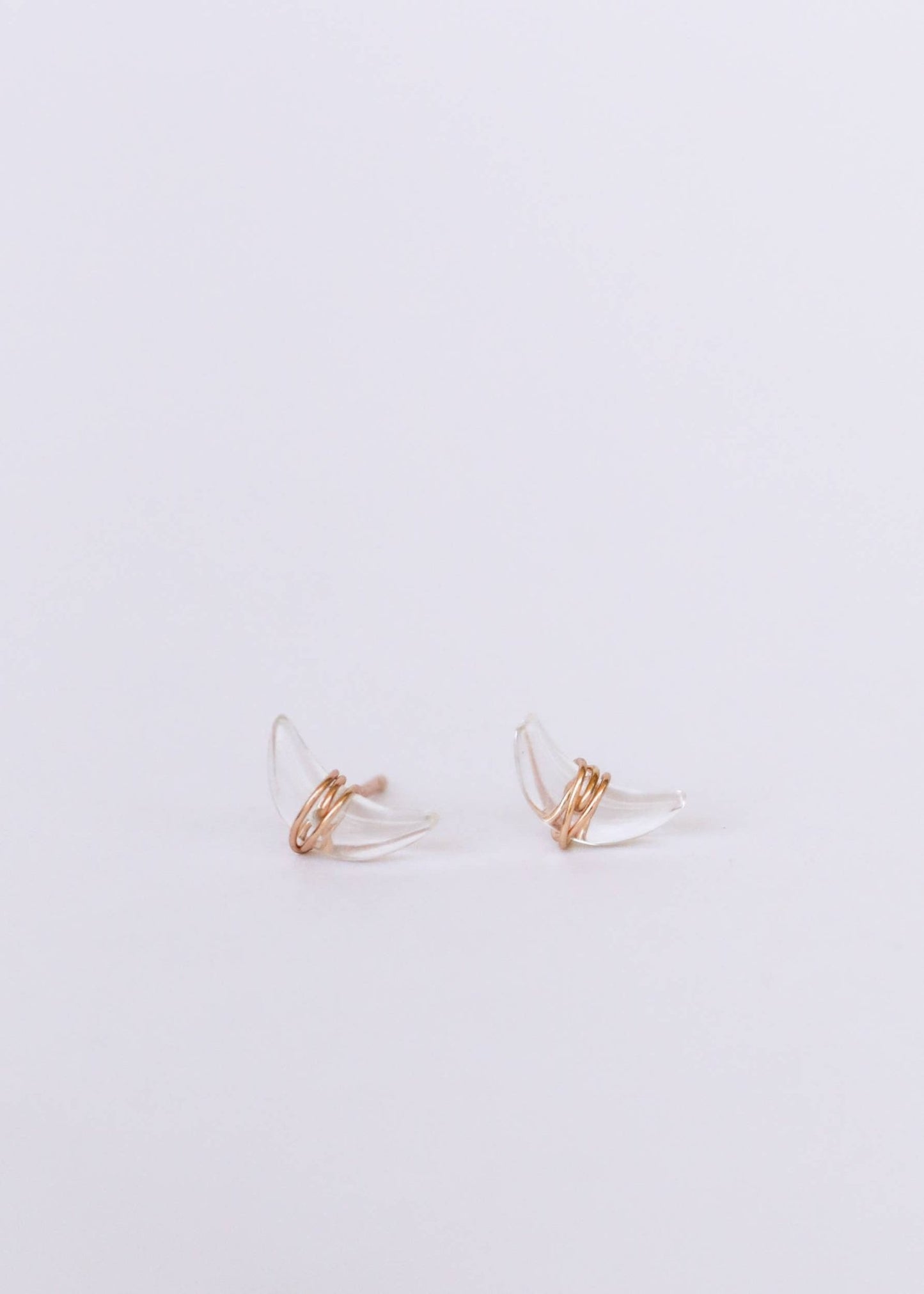 Wire Wrapped Moon - Clear Quartz - Earrings - vibeboxshop