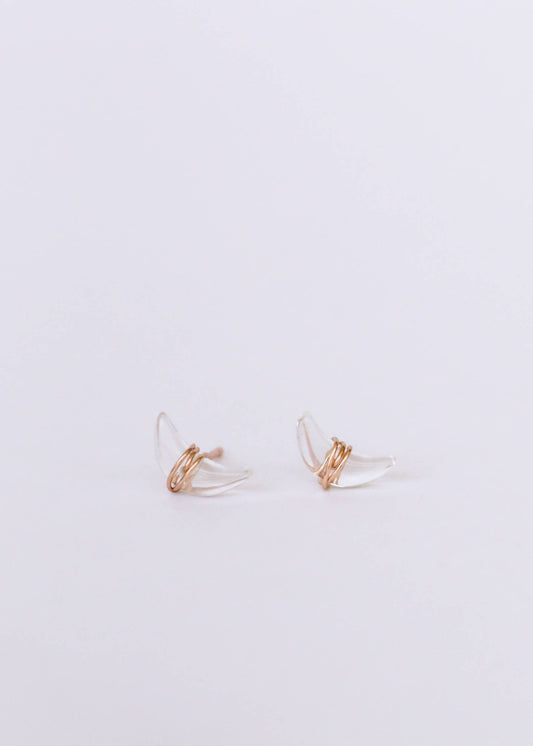 Wire Wrapped Moon - Clear Quartz - Earrings - vibeboxshop