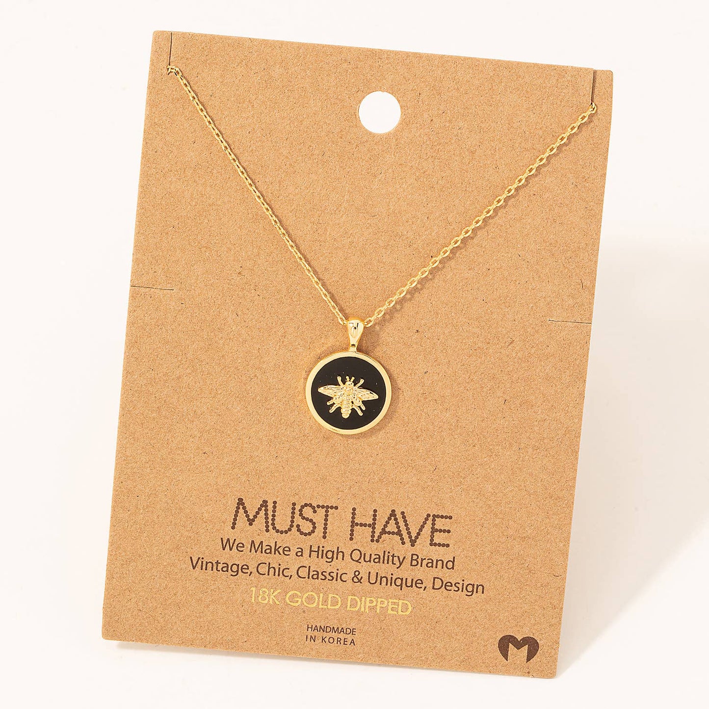 Bee Disc Pendant Necklace