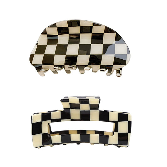 Checkered Large Hair Clip - vibeboxshop