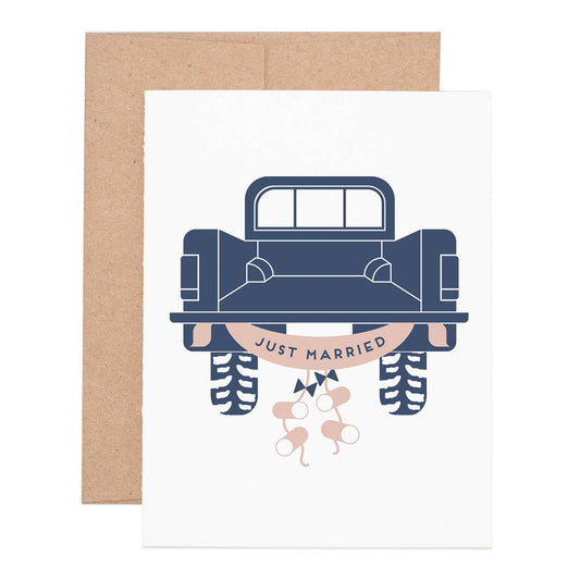 Just Married Truck Greeting Card - vibeboxshop