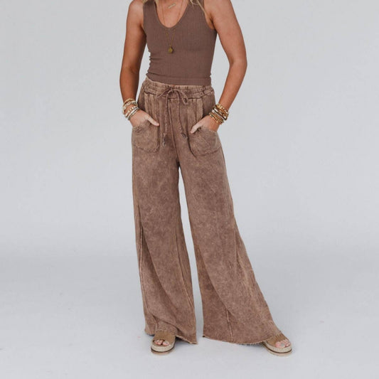 Relaxing Robin Wide Leg Pant - New Mocha - vibeboxshop
