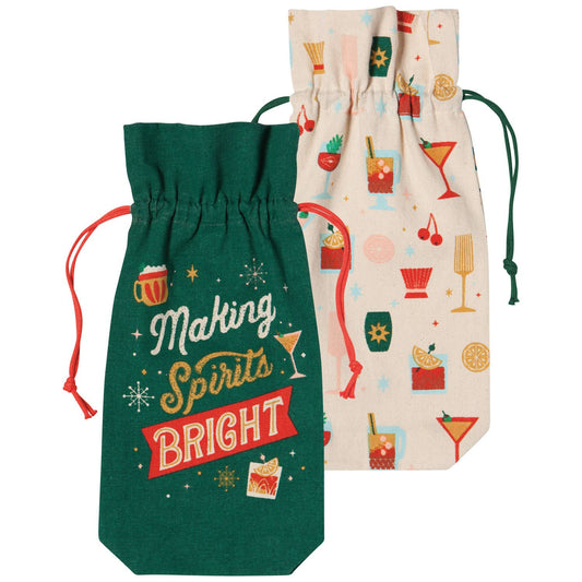 Spirits Bright Christmas Wine Bags Set of 2 - vibeboxshop