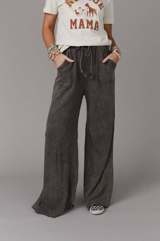 Wide Leg Pant - New Charcoal - vibeboxshop