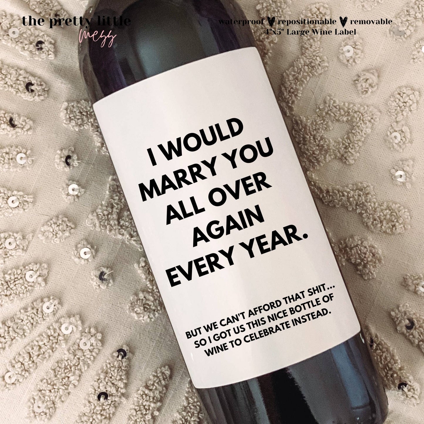 Anniversary Wine Label, Funny Anniversary Gift, Gift for Him