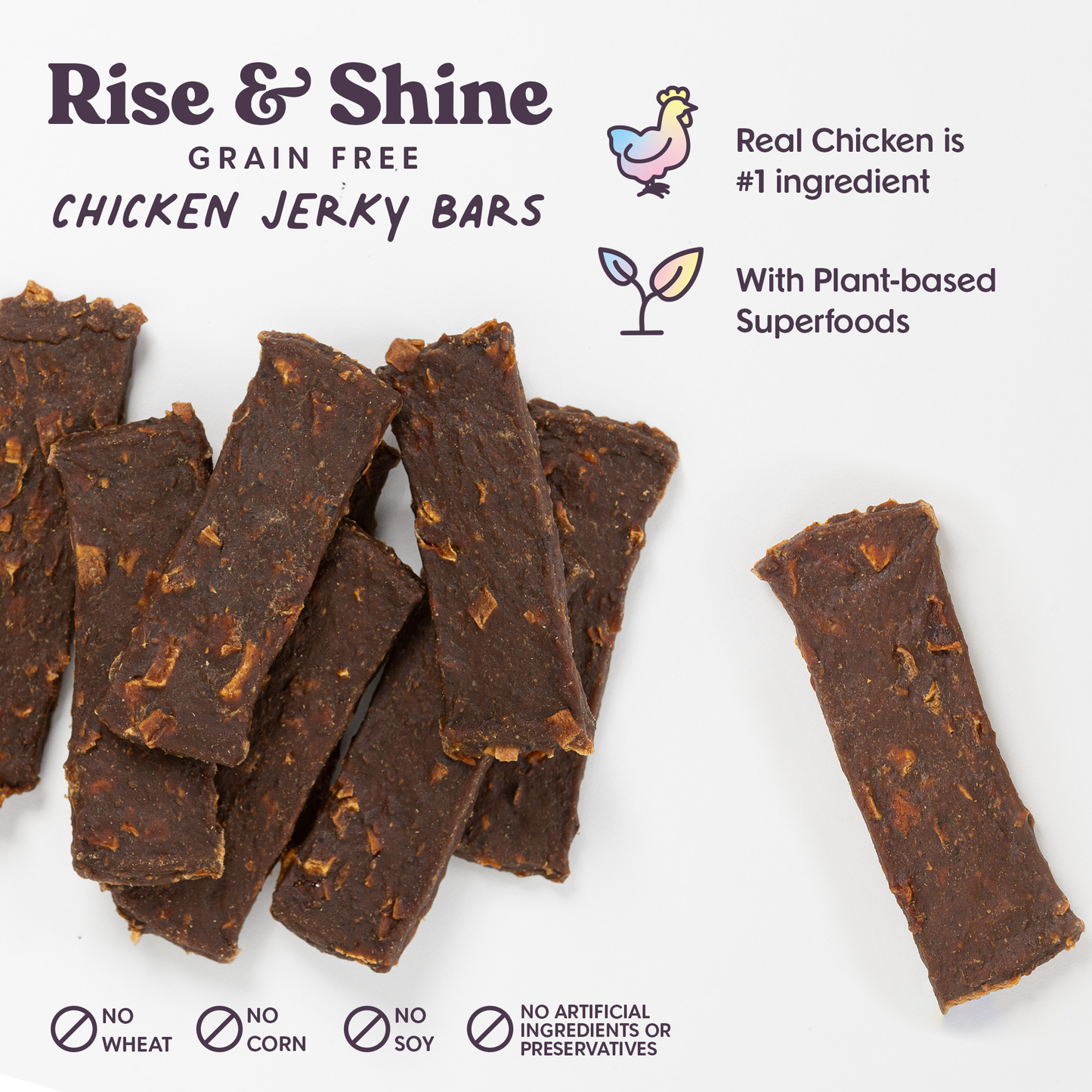 Rise & Shine Chicken Superfood Jerky Bars for Dogs 5oz