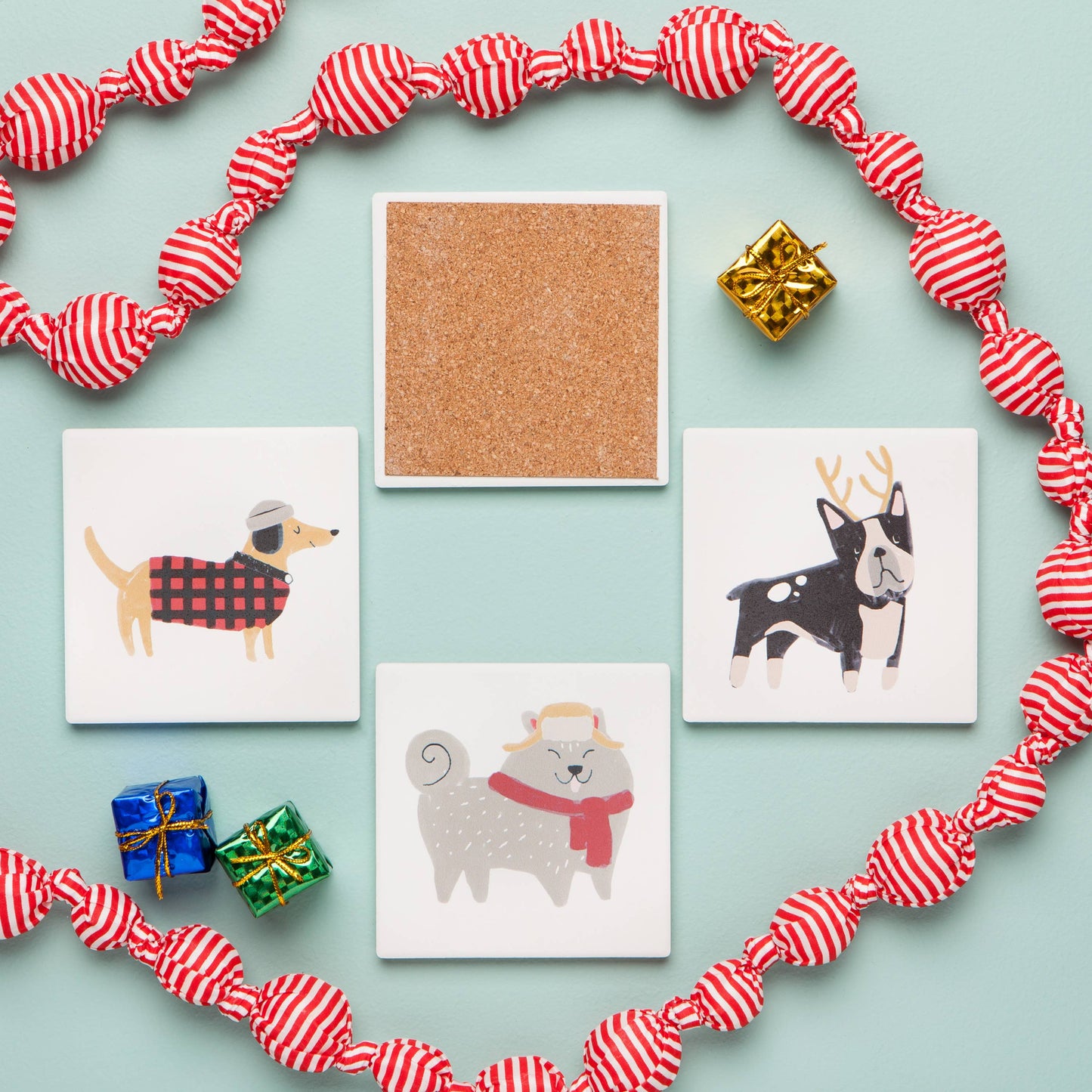 Yule Dogs Christmas Soak Up Coasters Set of 4