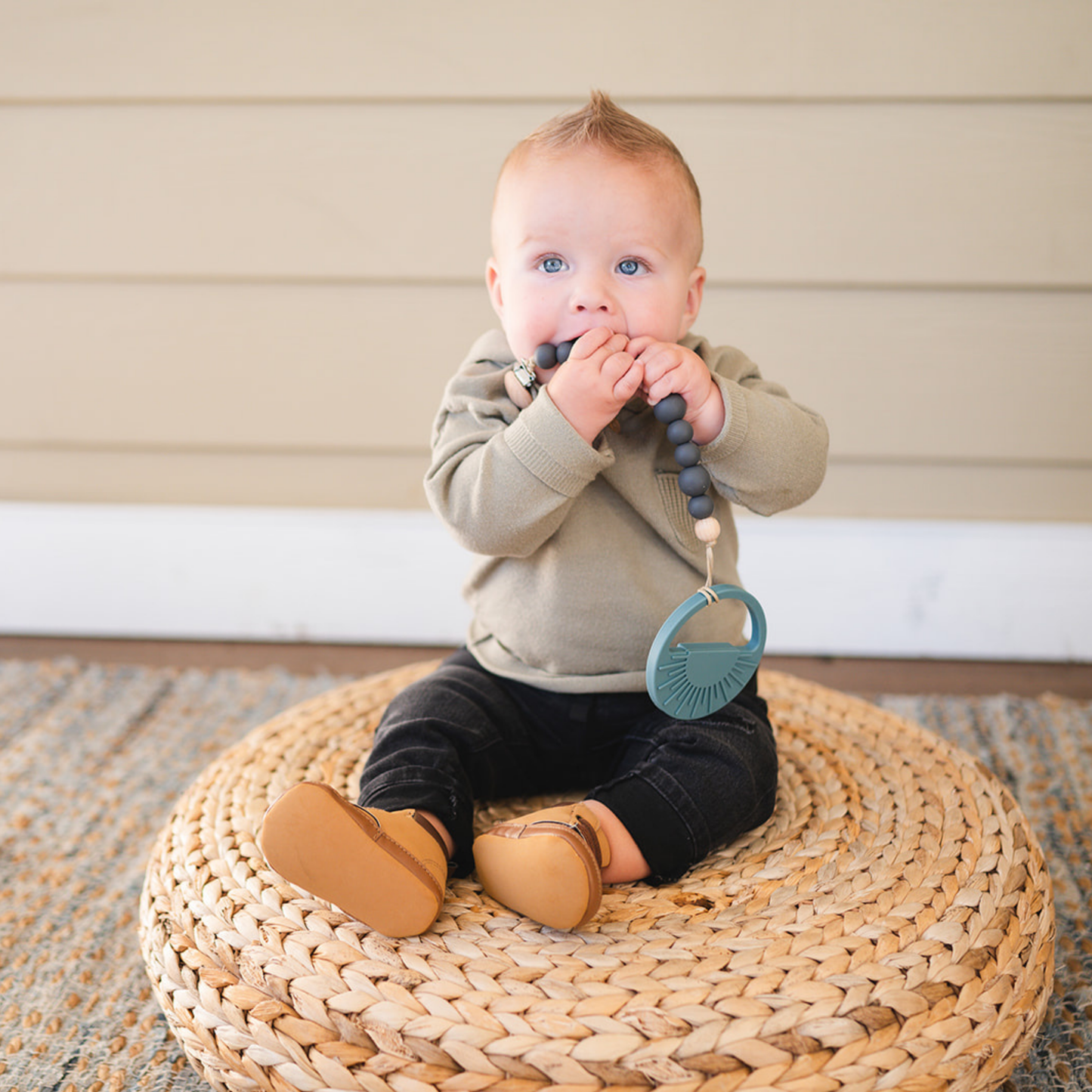 Beaded Wood & Silicone Pacifier Clip