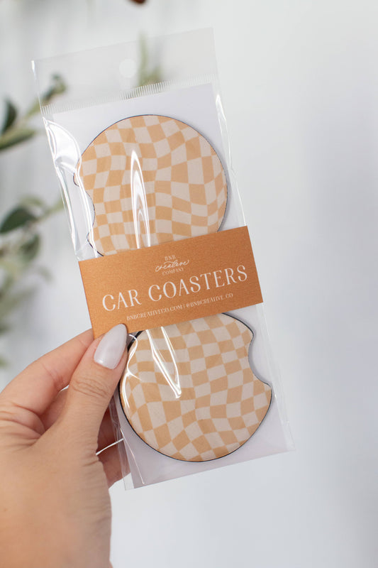 Boho Checkers Car Coasters