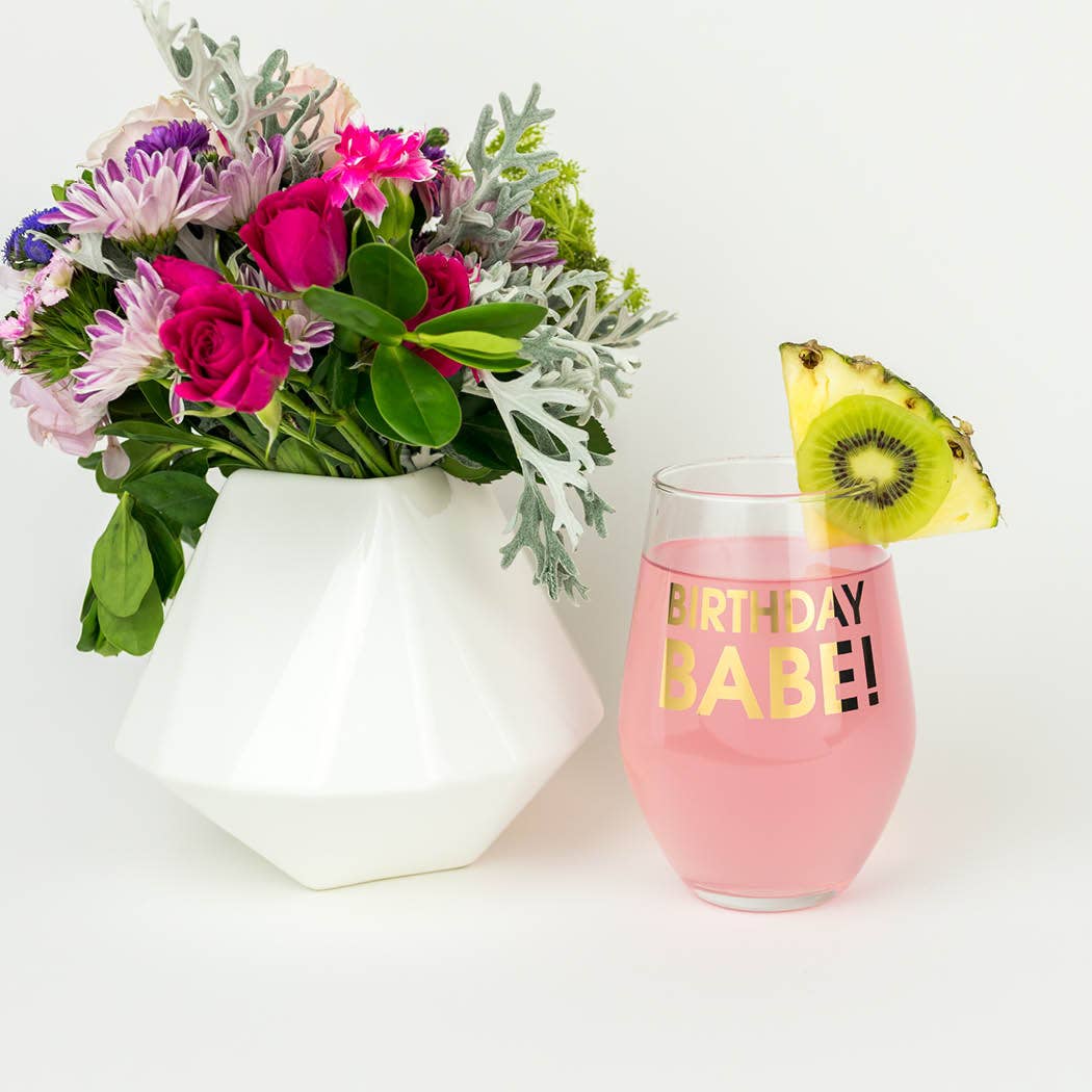 Birthday Babe - Stemless Wine Glass