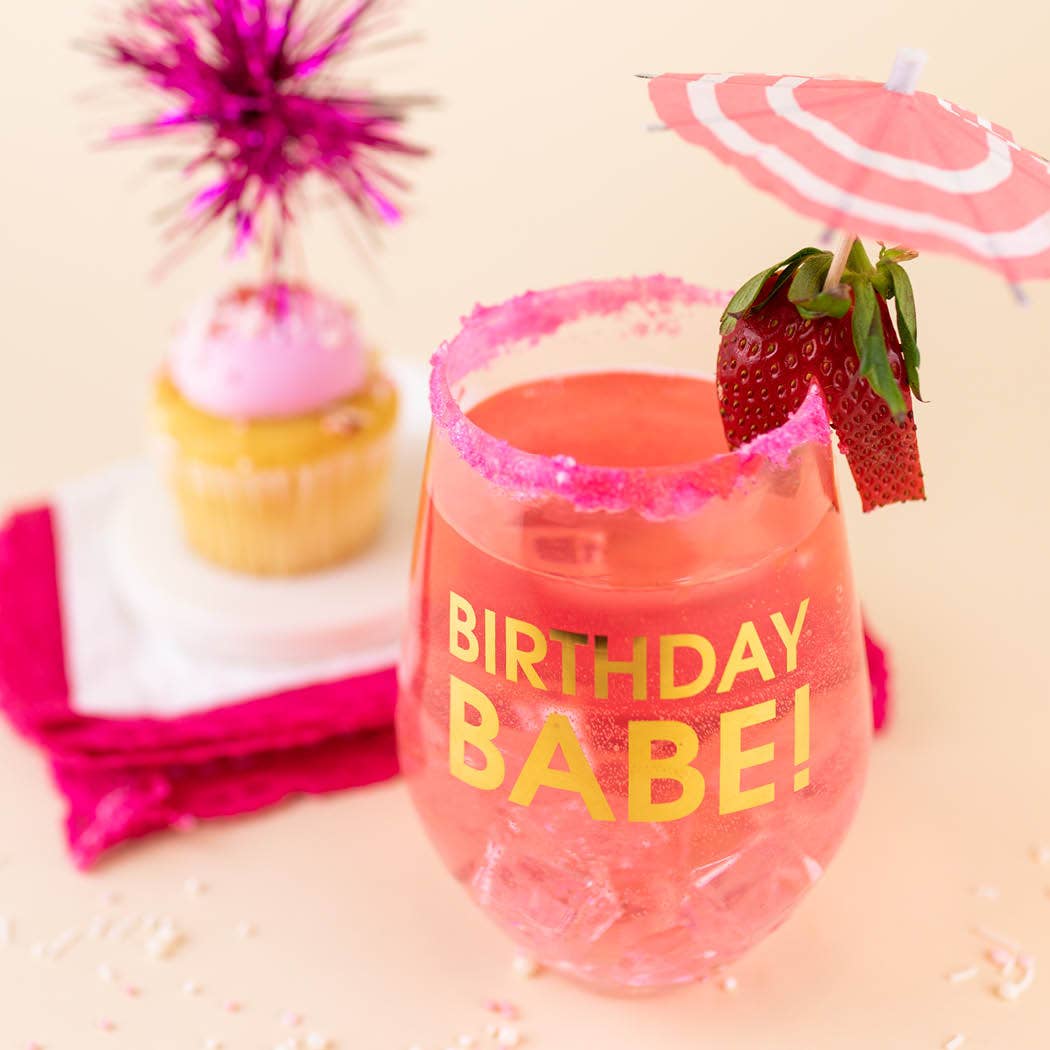 Birthday Babe - Stemless Wine Glass