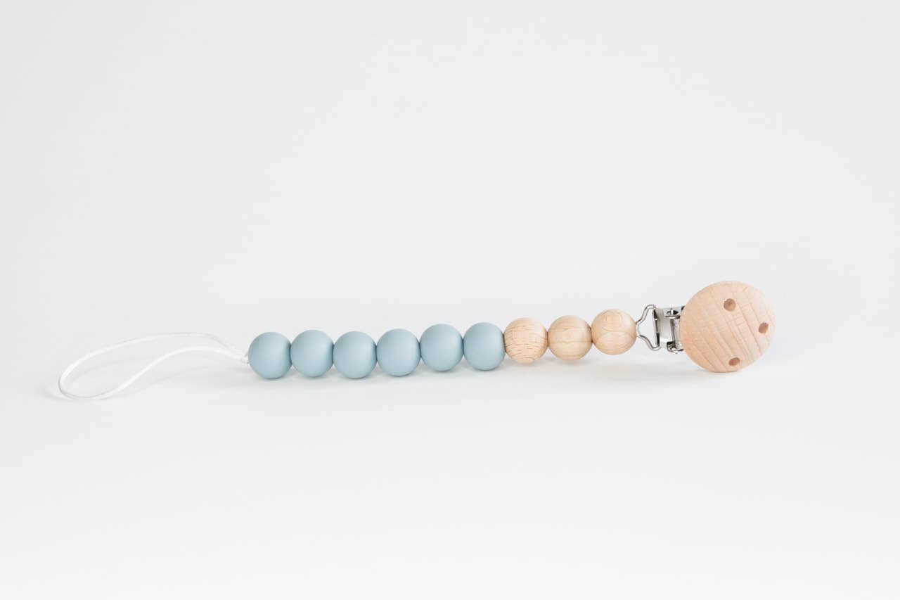 Beaded Wood & Silicone Pacifier Clip