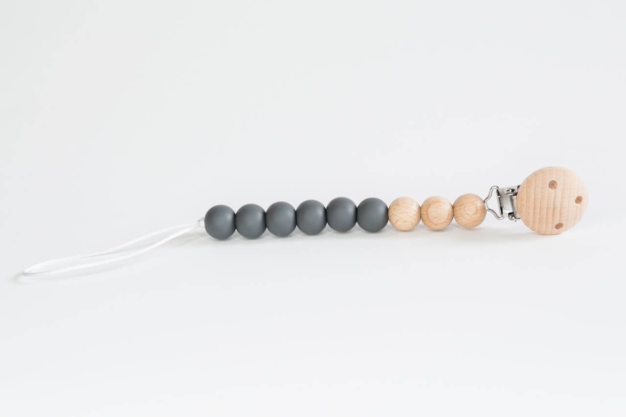 Beaded Wood & Silicone Pacifier Clip