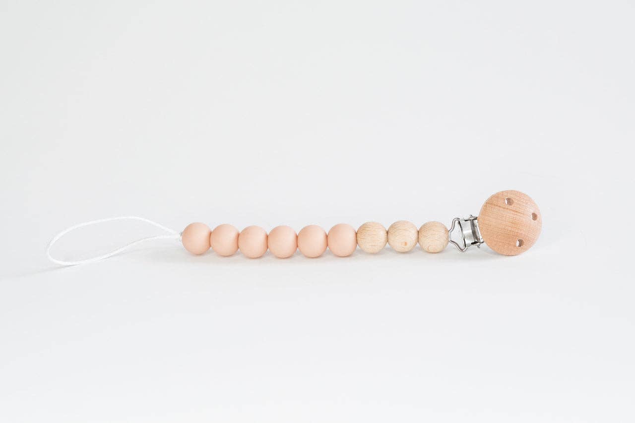 Beaded Wood & Silicone Pacifier Clip
