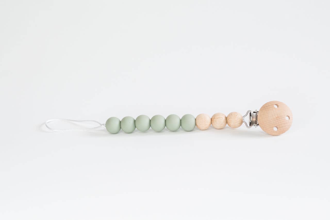 Beaded Wood & Silicone Pacifier Clip
