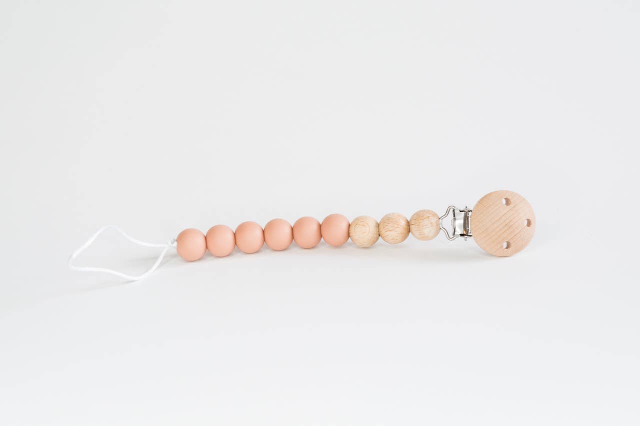 Beaded Wood & Silicone Pacifier Clip