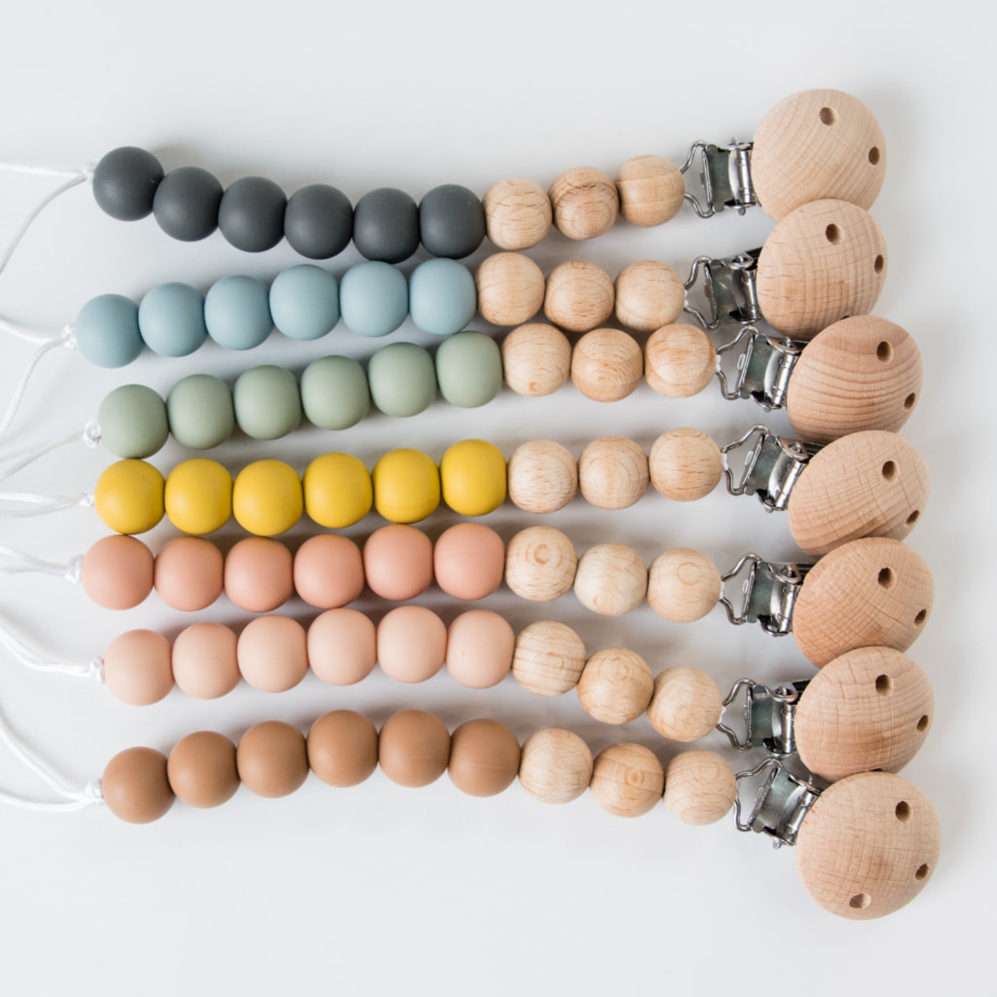 Beaded Wood & Silicone Pacifier Clip