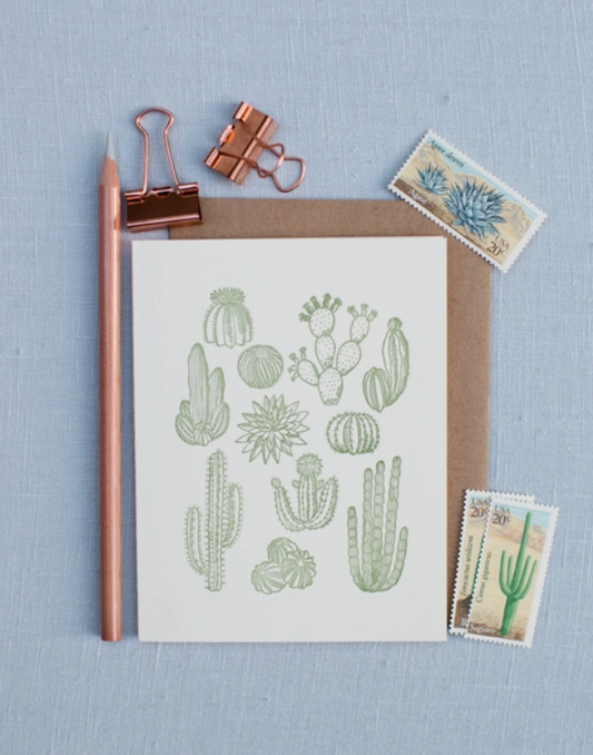 Cactus Clusters - Letterpress Greeting Card