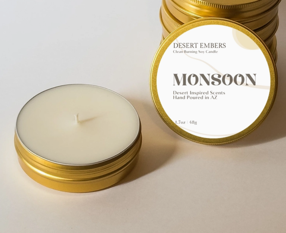 Monsoon Scented Gold Tin Candle - Travel Size