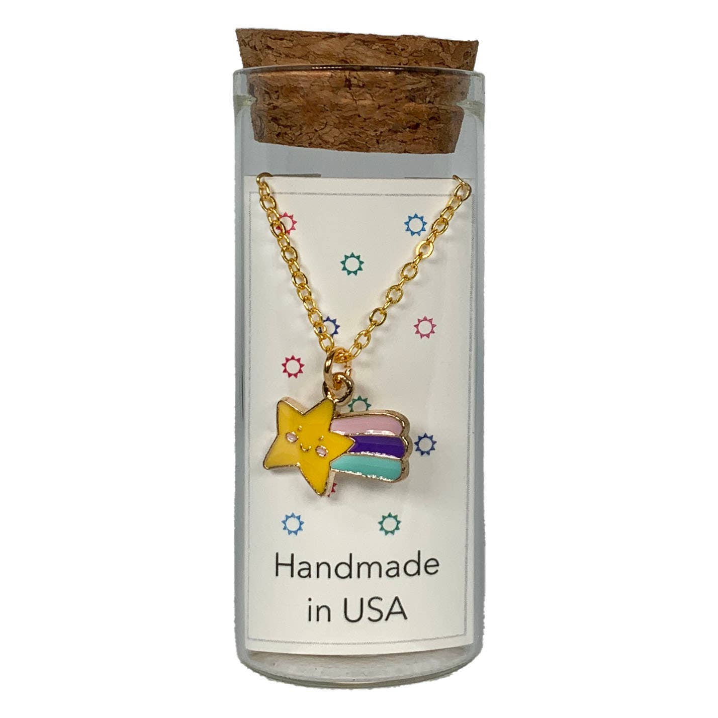 Smiling Shooting Star Necklace in a Bottle - 16 Inch