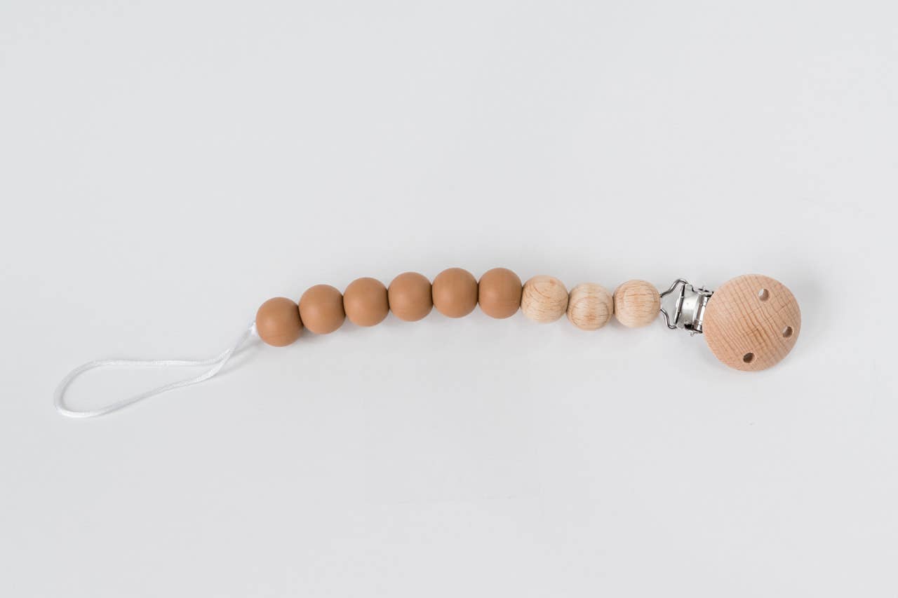 Beaded Wood & Silicone Pacifier Clip