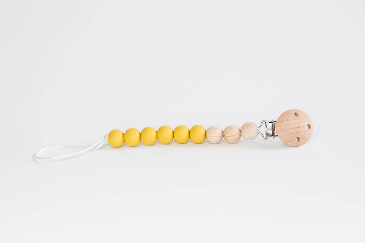 Beaded Wood & Silicone Pacifier Clip