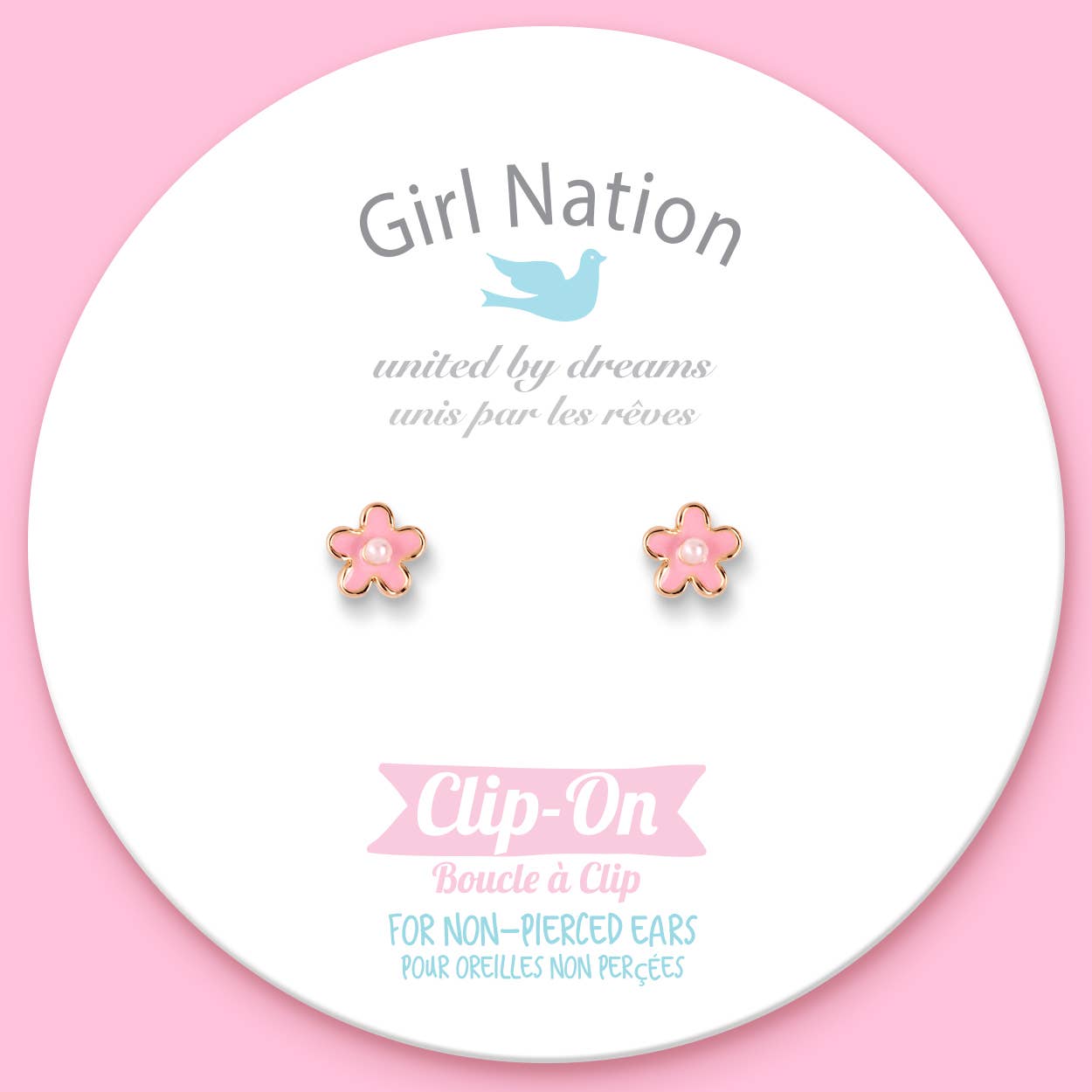 CLIP ON Cutie Earrings- Pink Fancy Flower
