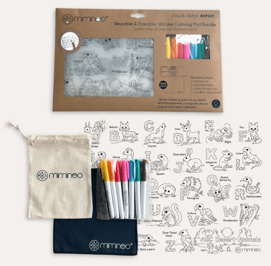 ABC Animals Silicone Reusable Coloring Mat & Markers - vibeboxshop
